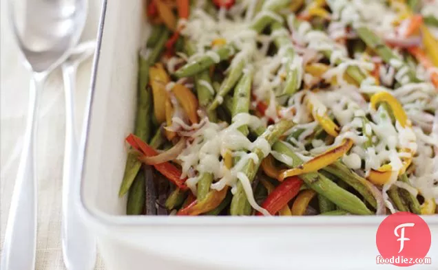 Roasted Green Beans With Peppers & Onion