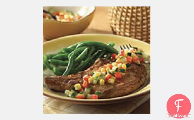 Pork Chop Grill with Corn-Pepper Relish