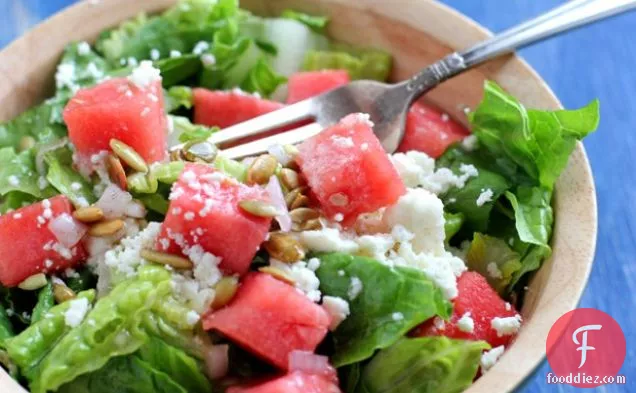Watermelon, Feta & Pepita Salad With A Sweet Lime Vinaigrette