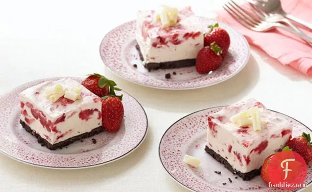 Frozen Strawberry-White Chocolate Mousse Squares