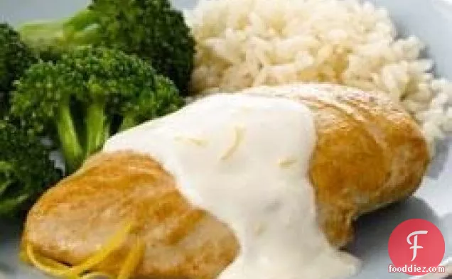 Chicken with Creamy Lemon Sauce and Rice