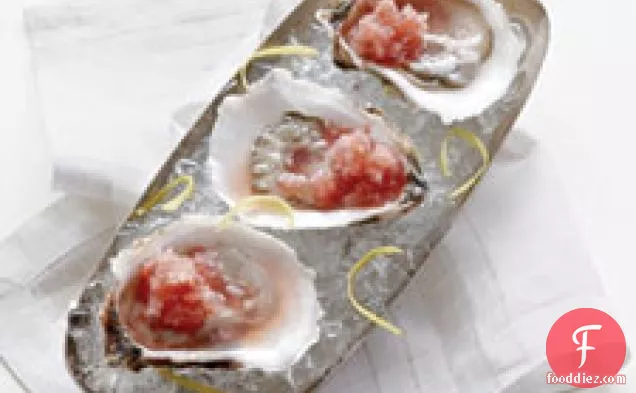 Oysters On The Half Shell With Watermelon Granita