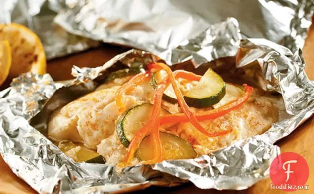 Foil-Wrapped Fish with Creamy Parmesan Sauce