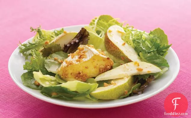 Baked Nut-Crusted Camembert & Pear Salad