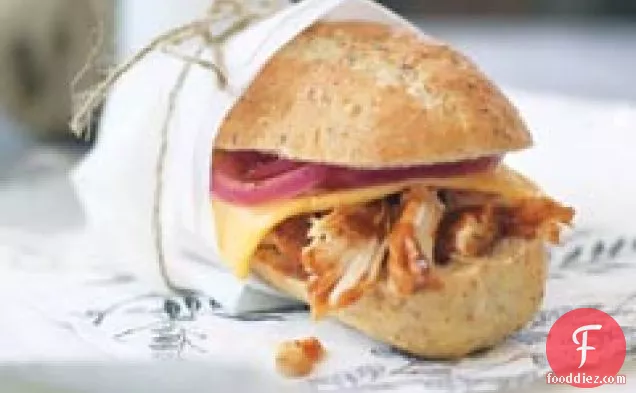 Pulled Chicken Barbecue Sandwiches with Pickled Onions