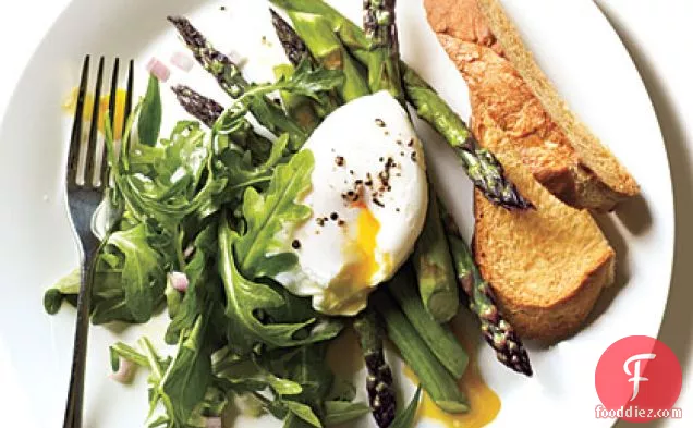Roasted Asparagus and Arugula Salad with Poached Egg