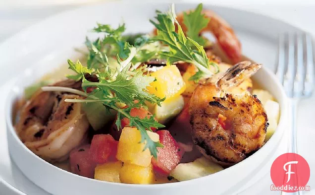 Watermelon Salad with Grilled Shrimp