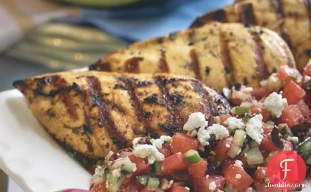 Herb-Grilled Chicken With Watermelon-Feta Salad