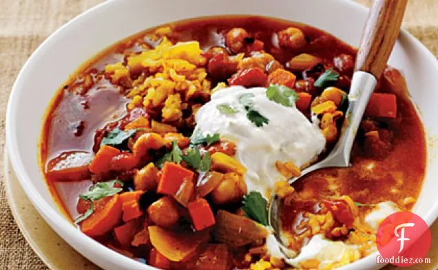 Curried Chickpea Stew with Brown Rice Pilaf