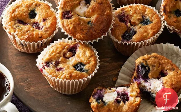 Wild Berry-Oatmeal Cheesecake Muffins