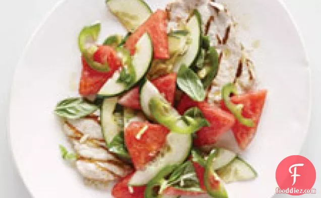 Grilled Pork Cutlets With Watermelon-cucumber Salad