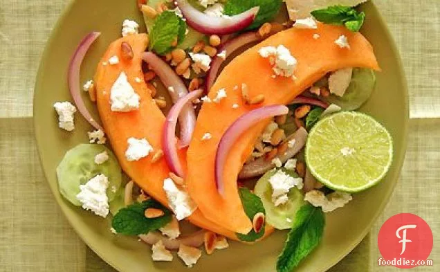 Melon And Cucumber Salad With Feta Cheese