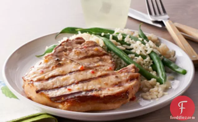 Pork Chops with Green Beans and Rice