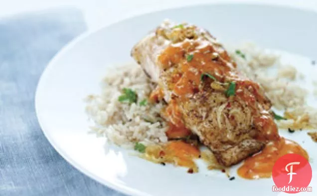 Fish in Roasted Red Pepper Sauce