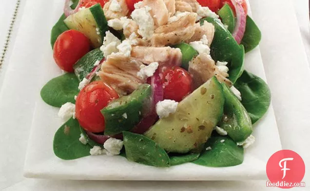 Greek Spinach Salad with Tuna