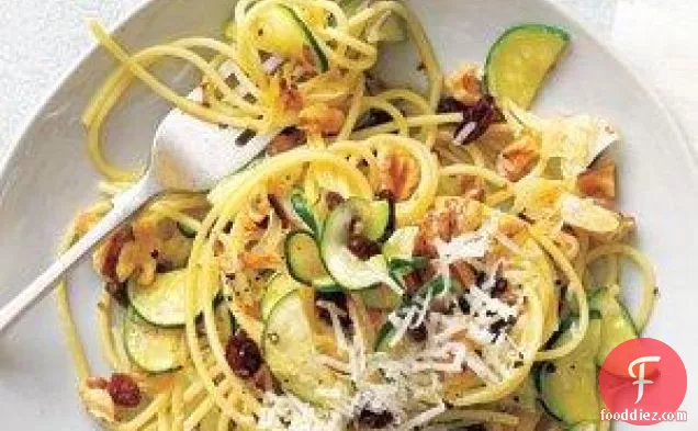 Spaghetti With Zucchini, Walnuts, And Raisins Recipe