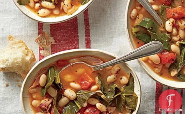 Braised Beans with Collard Greens and Ham