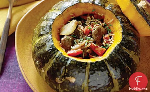 Stuffed Kabocha Squash with Arabic Lamb Stew