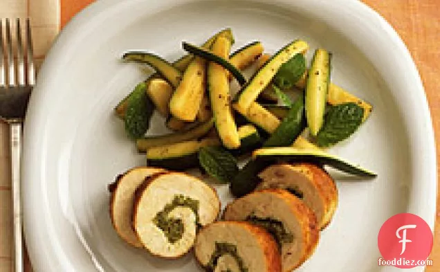Rolled Chicken Breasts With Almond-mint Pesto And Zucchini