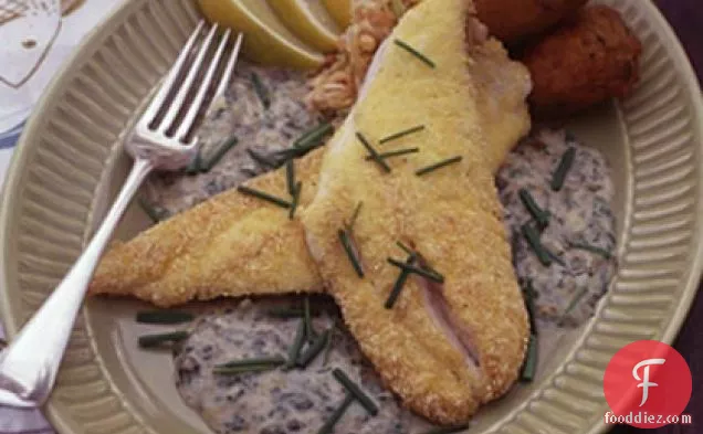 मछली के साथ स्कूलकीड्स फ्लाउंडर-कैंप बुएरे ब्लैंक