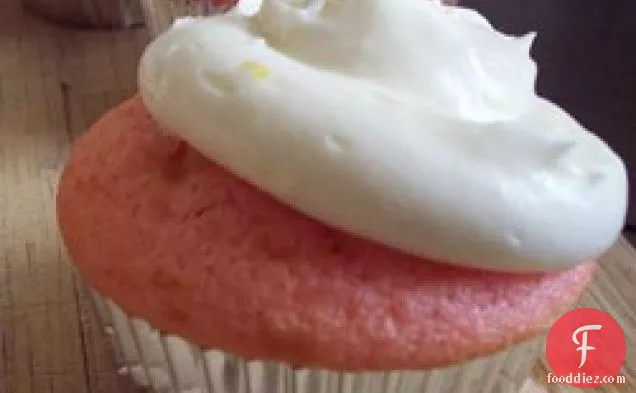 Strawberry Cupcakes with Lemon Zest Cream Cheese Icing