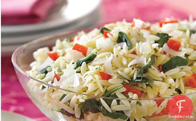 Orzo with Spinach and Red Peppers