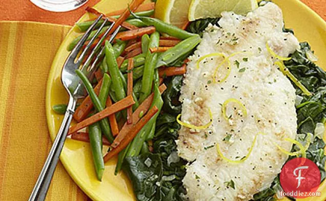 Lemon-Garlic Broiled Flounder with Spinach