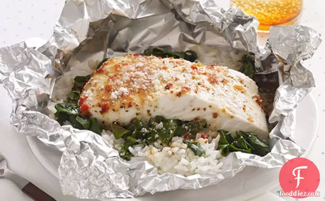 Foil-Pack Fish Florentine for Two