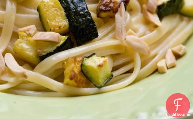 Creamy Pasta With Roasted Zucchini, Almonds And Basil