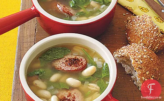 White Bean, Sausage and Spinach Soup