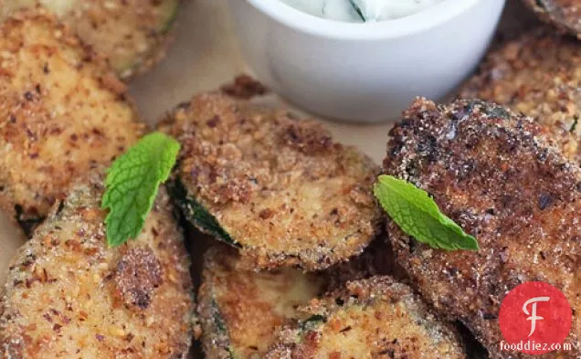 Gluten-free Fried Zucchini Chips With Lime-mint Dipping Sauce