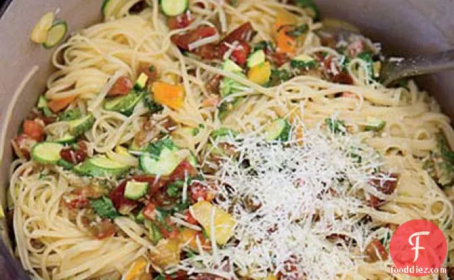 Linguine with Tomatoes, Baby Zucchini and Herbs