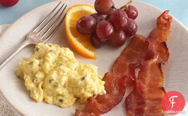 Creamy Scrambled Eggs with Brown-Sugared Bacon