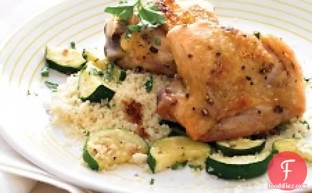 Roasted Chicken Thighs With Zucchini And Couscous