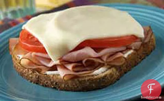 Open-Faced Grilled Swiss, Ham & Tomato Sandwich
