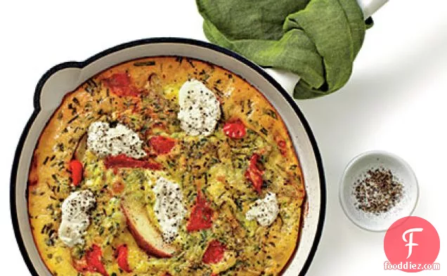 Red Pepper, Potato, and Ricotta Frittata