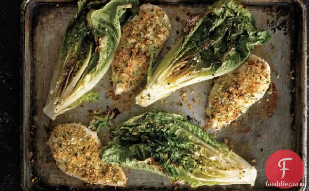 Parmesan Chicken With Caesar Roasted Romaine