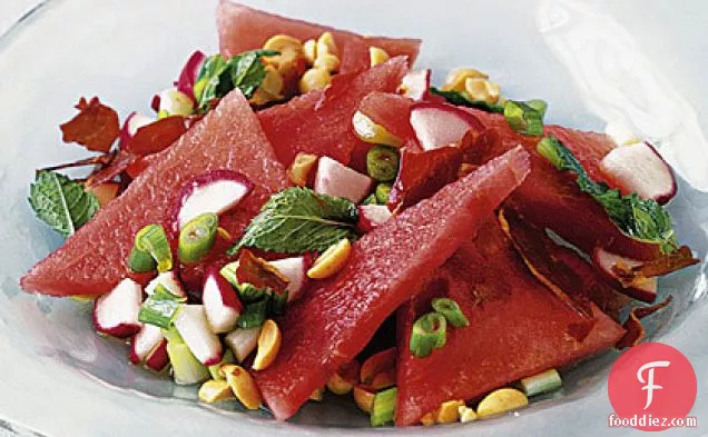 Watermelon Salad with Mint and Crispy Prosciutto