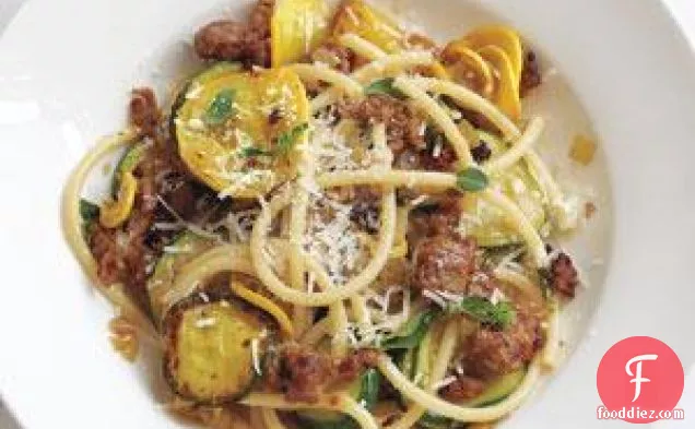 Bucatini With Turkey Sausage And Zucchini