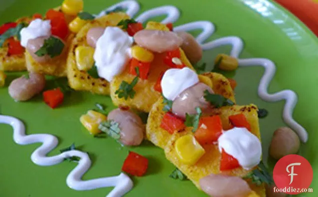 Fried Polenta with White Bean Salsa