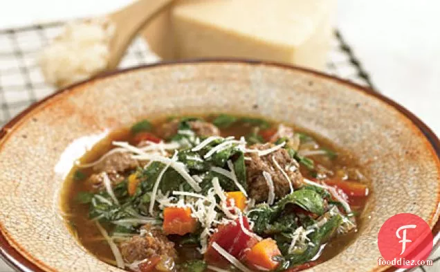 Meatball Soup with Spinach