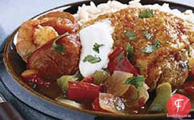 Smoked Sausage, Chicken and Shrimp Stew