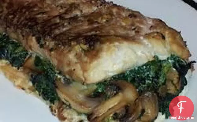 Spinach-stuffed Flounder With Mushrooms And Feta