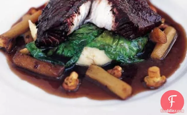 Turbot Poached In Red Wine With Pommes Purée