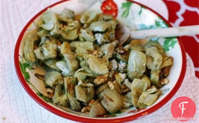 Grilled Marinated Artichoke Hearts With Blue Cheese & Walnuts