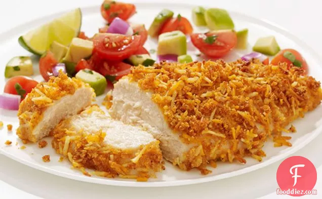 चूने के साथ मेसकाइट चिकन स्तन-एवोकैडो साल्सा