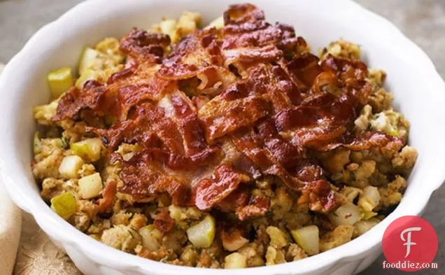 Bacon, Pear & Walnut Stuffing with Maple Drizzle