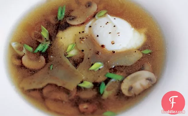 Soft-Cooked Eggs and Artichokes in Broth