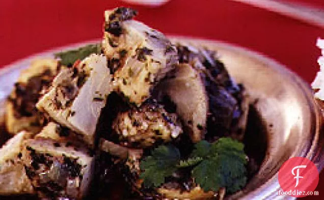 Artichokes In Cilantro And Pomegranate Sauce