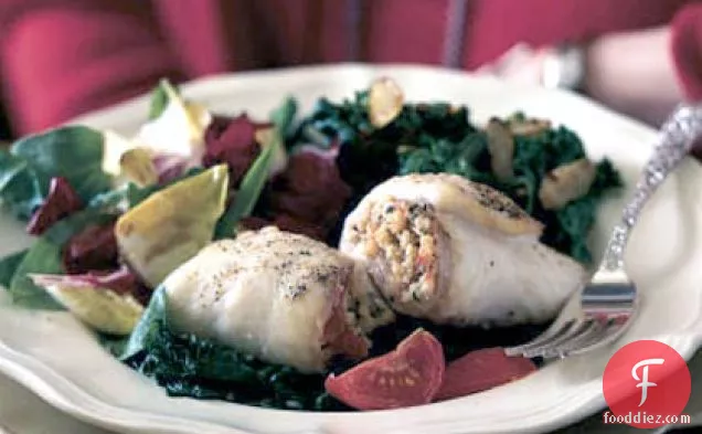Flounder Rolls with Cherry Tomatoes and Spinach